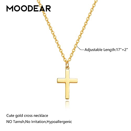 Moodear Cross Necklace for Women - Dainty 14K Gold Plated Cross Pendant Simple Necklaces Fashion - Image 5