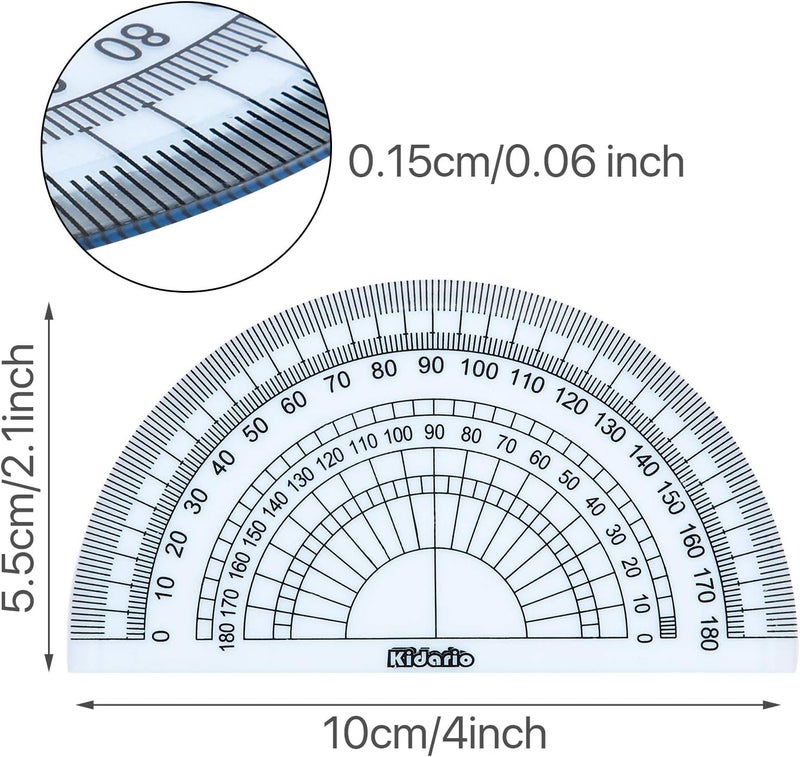 eBoot 24 Pack Plastic Protractors Math Protractor 180 Degrees 4 Inch (Red Green Yellow Blue) - Image 3