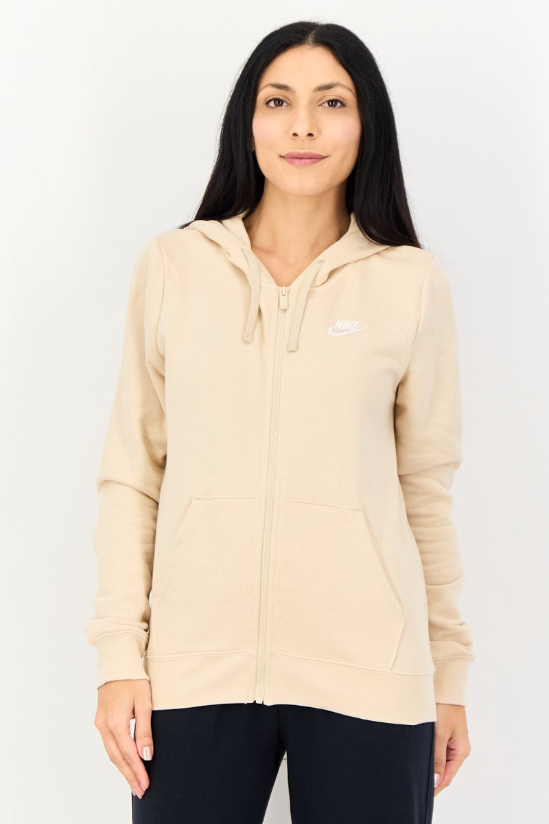 Nike Women Sportswear Fit Long Sleeve Outdoor Hoodie, Beige - Image 1