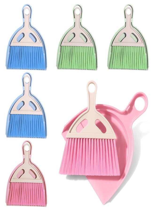 Qulkws 6 Pcs Small Dustpan and Brush Set Small Broom and Dustpan Set Whisk Broom and Dust Pan with Handle Nesting Cleaning Sweep Tool for Desk Car Table Keyboard Pet Nest Countertop - Image 1