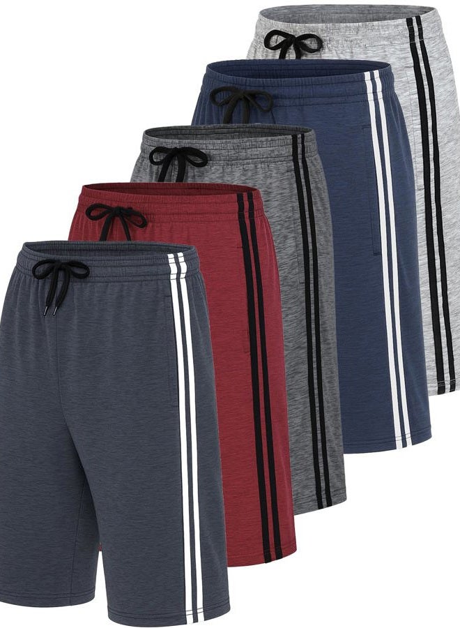 REALESSENTIALS 5 Pack:Men's Dry-Fit Sweat Resistant Active Athletic Performance Shorts - Image 1