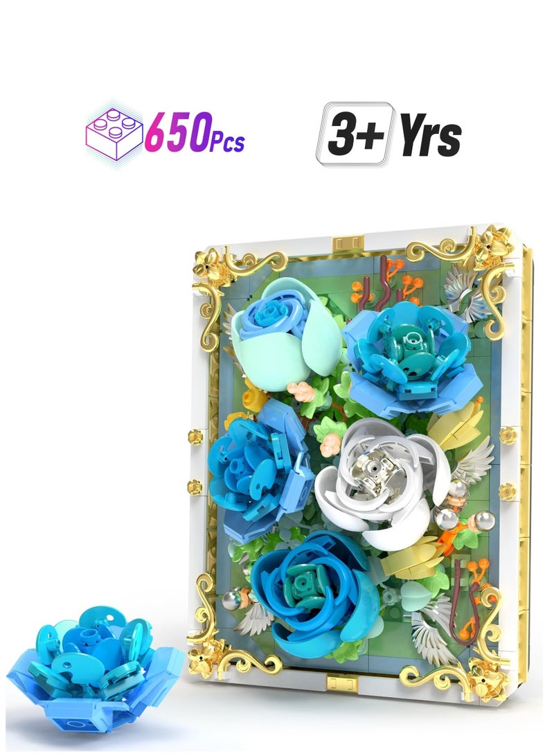 Flowers Toys Building Sets for Adults, Home Office Décor Flower Frame Art Wall Building Toys, Mother's Day, or Valentines Day Gifts Idea for Adults and Kids  - Image 1