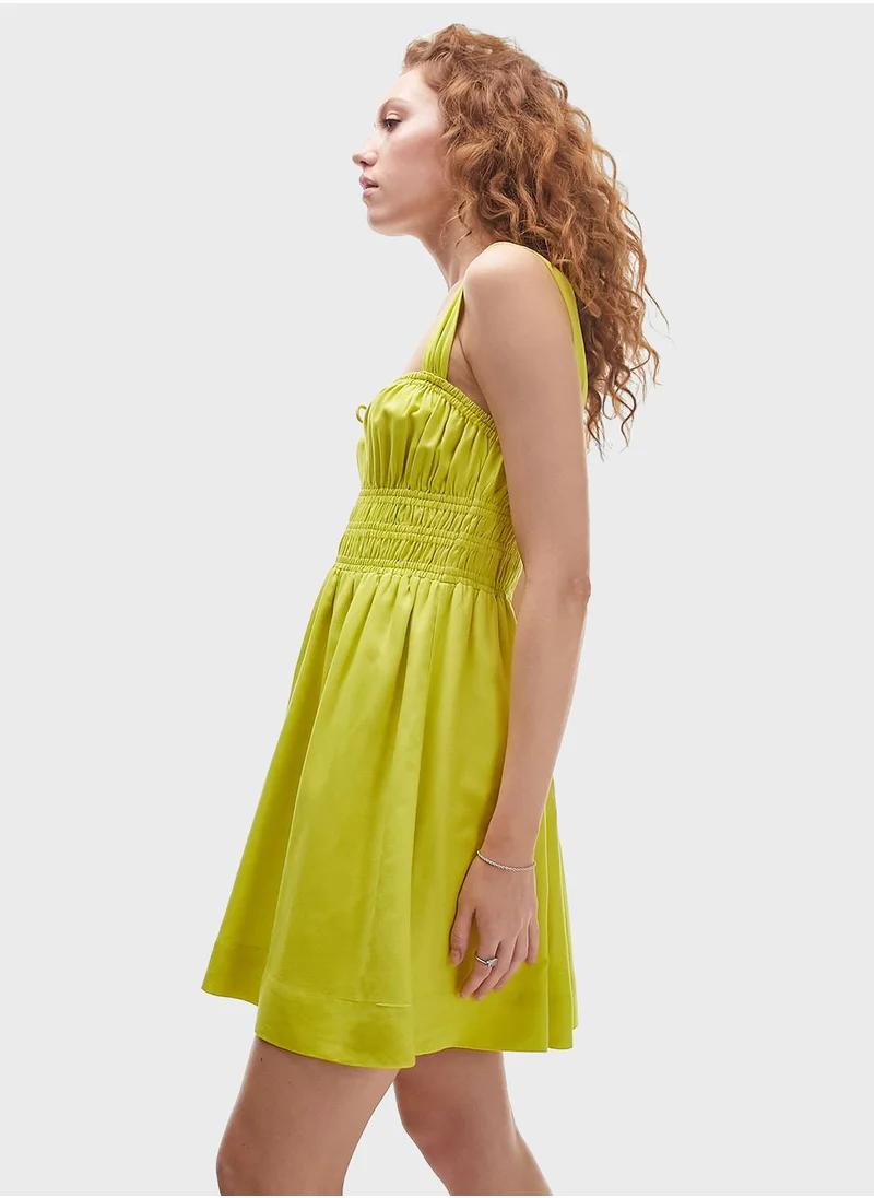 TOPSHOP Ruched Waist Strappy Dress