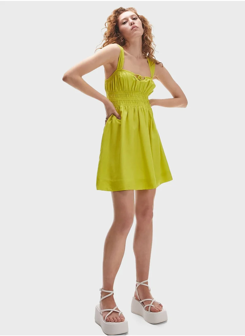 TOPSHOP Ruched Waist Strappy Dress