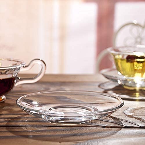Reflector Reflector Glass Saucer Set of 6 Clear Glass Saucers for Serving Tea Coffee Snacks Transparent  - Image 5