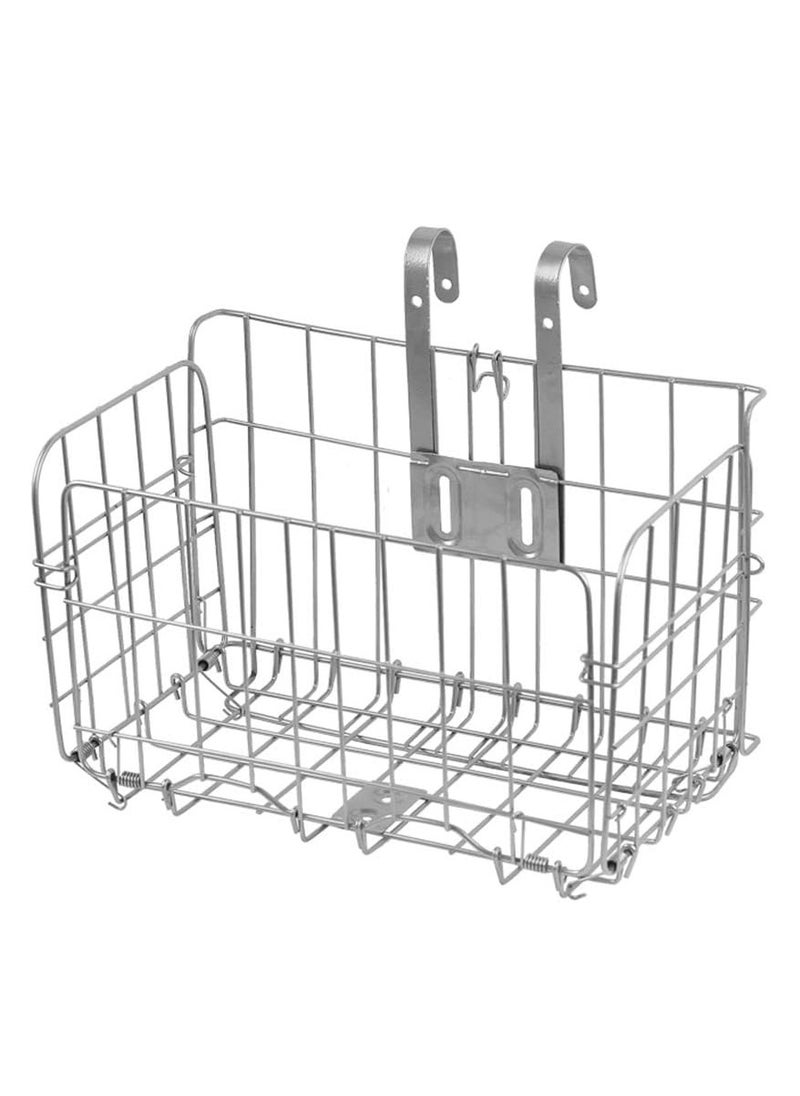 DUNISO Folding Bike Front Basket, Easy Installation On Front Handlebar, Rust Proof Detachable Folding Rear Bike Basket, Mountain Bike Accessories, Bike Frame Basket Silver 33.5*22*20 cm  - Image 2