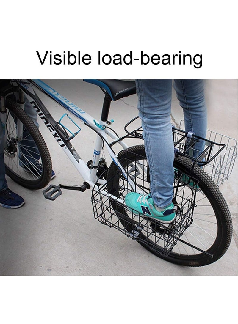Folding Bike Front Basket, Easy Installation On Front Handlebar, Rust Proof Detachable Folding Rear Bike Basket, Mountain Bike Accessories, Bike Frame Basket Silver 33.5*22*20 cm
