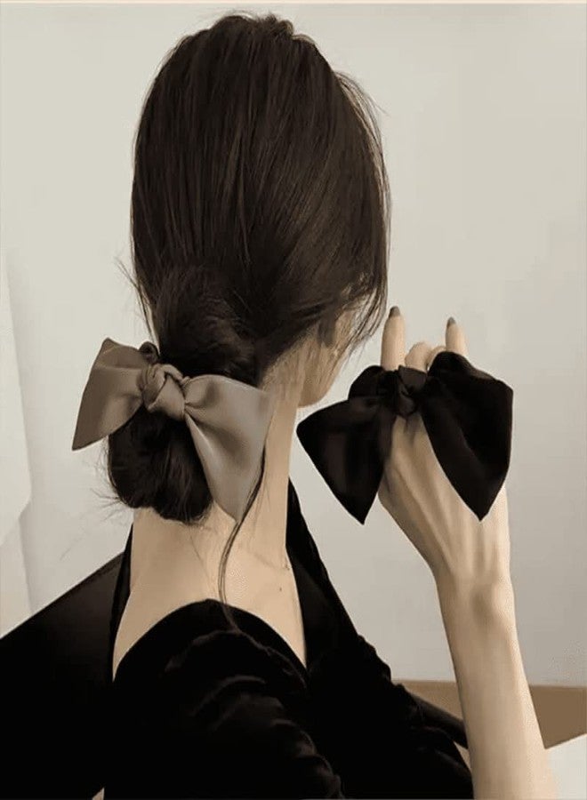 Guqqeuc Bowknot Hair Scrunchies Silk Hair Bows for Women Girls Bows Hair Elastics for Teen Girls Elegant Ponytail Holders for Thick Thin Hair Accessories 3 Pcs - Image 4
