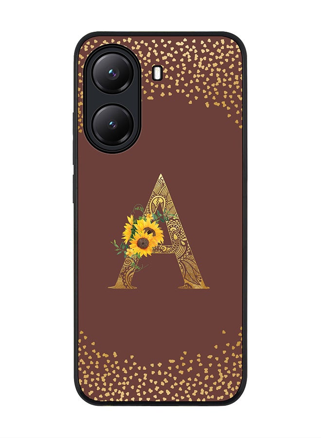 Stylizedd For Xiaomi Poco X7 Pro 5G Case,Slim fit Camera Protection, Shockproof Thin Phone cover  - Custom Floral Monogram - A  (Brown ) - Image 1