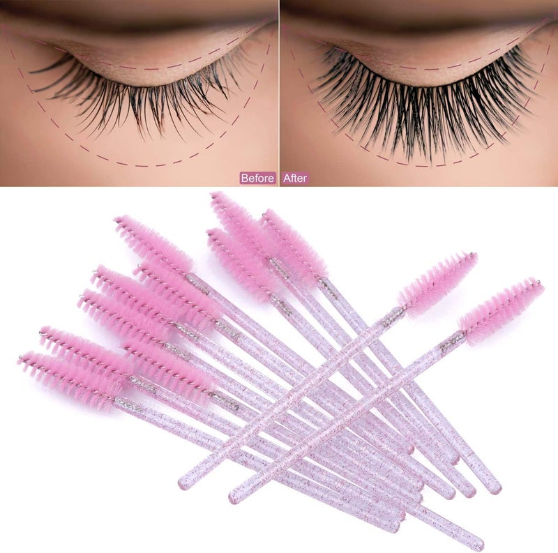 Tbestmax 500 Disposable Mascara Wands Eyelash Brush Spoolies for Eyebrow Eye Lash Extension Pink - Image 3