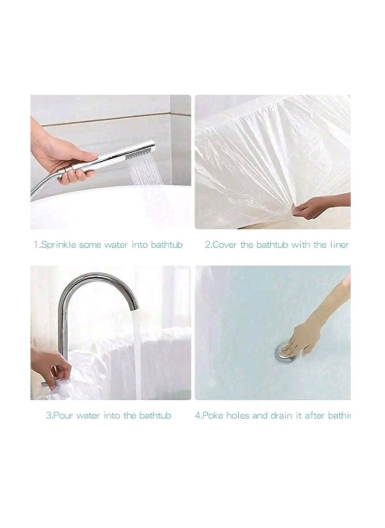 Generic - Disposable Bathtub Cover Liner, Large Bathtub Liner Plastic Bag Hotel Bathtub Liners with Individual Package, suitable for Salon, Household and Hotel Bath Tubs (Pack of 5) Length 260cm x Spread Length 520cm x Height 120cm - Image 1