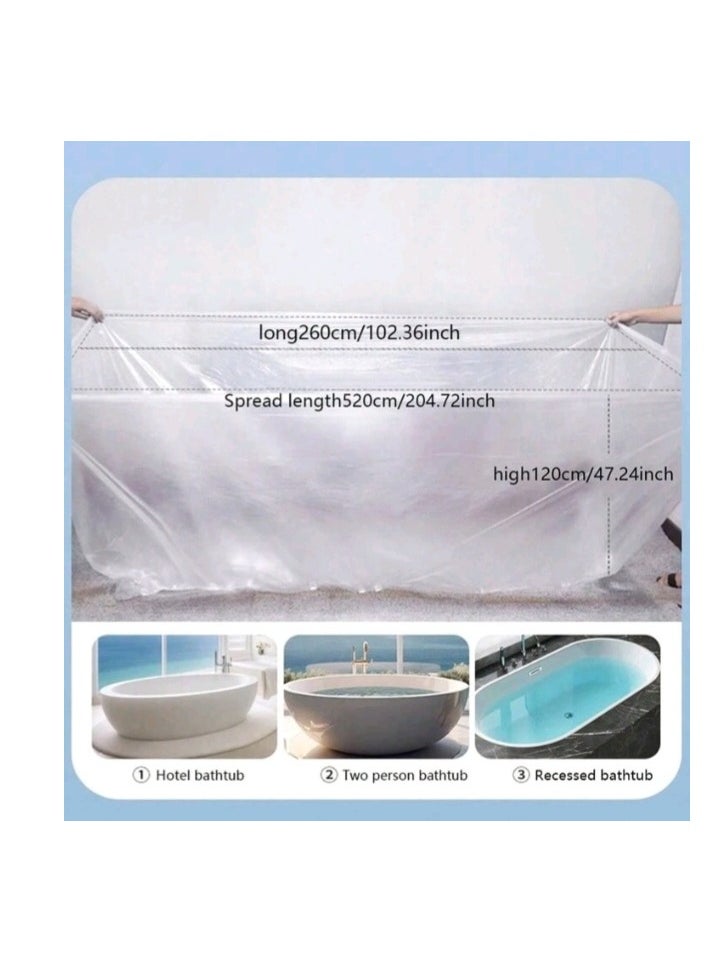 Generic - Disposable Bathtub Cover Liner, Large Bathtub Liner Plastic Bag Hotel Bathtub Liners with Individual Package, suitable for Salon, Household and Hotel Bath Tubs (Pack of 5) Length 260cm x Spread Length 520cm x Height 120cm - Image 1