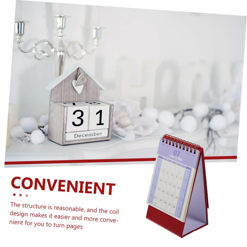 Retro Monthly Desk Calendar Compact Standing Design Convenient Coil Binding for Home Office Planning - Image 4