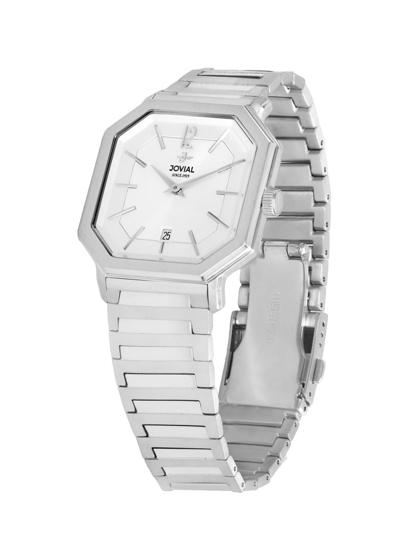 Jovial JOVIAL 18528LSMQ01E Women's Fashion Watch Stainless Steel Band Watch,28mm, White Dial  - Image 2