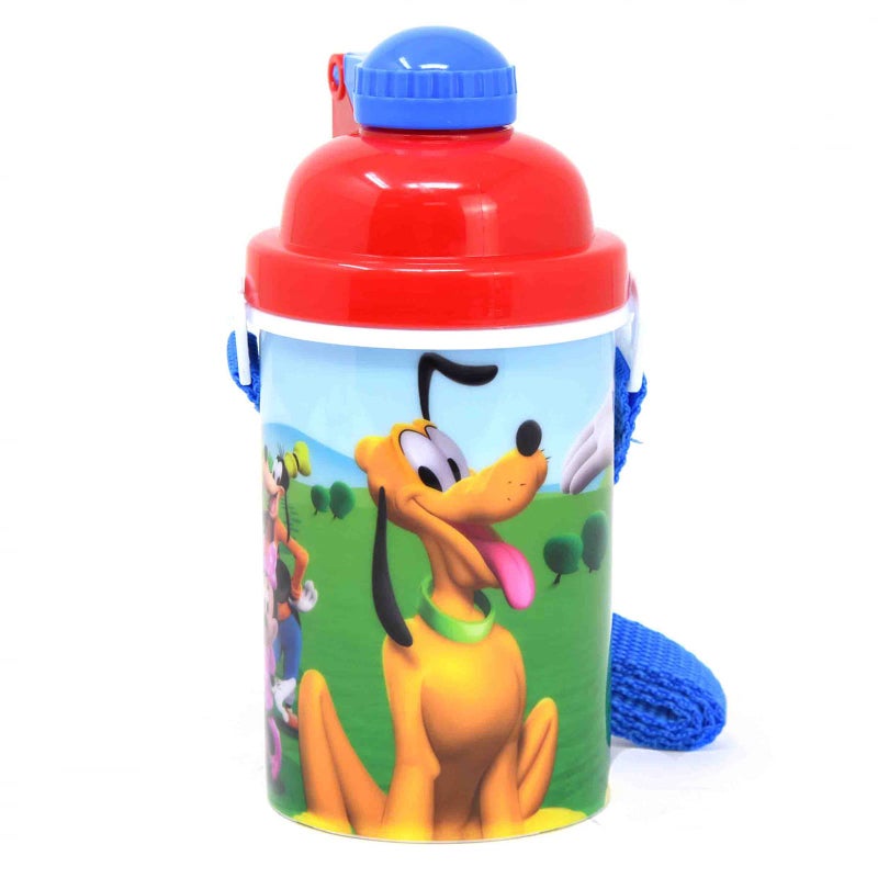 Zak Designs Disney Mickey Mouse One Touch Button Water Bottles with Reusable Built in Straw, Carrying Strap - Safe Approved BPA Free, Easy to Clean, for Kids Girls Boys, Goodies Home Travel - Image 2