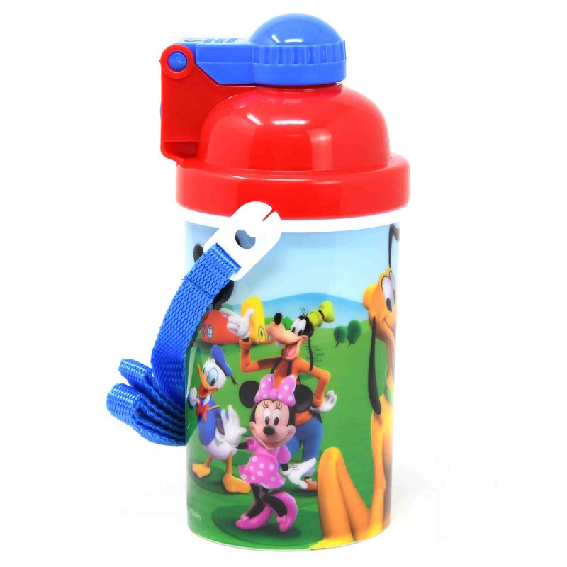Zak Designs Disney Mickey Mouse One Touch Button Water Bottles with Reusable Built in Straw, Carrying Strap - Safe Approved BPA Free, Easy to Clean, for Kids Girls Boys, Goodies Home Travel - Image 3