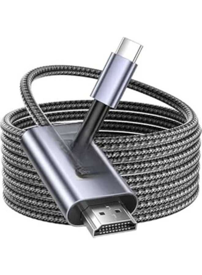 4K USB-C to HDMI Cable 2M – High-Speed Type-C to HDMI Cord – Thunderbolt 3/4 Compatible – Ideal for MacBook, iPad, iPhone 15, Samsung, Android Phones to TV & Monitor