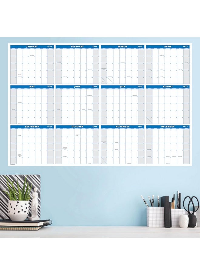 Palace Learning Extra Large 32" X 48" 2025 Dry Erase Wall Calendar With Markers - Wet & Dry Erasable 12 Month Annual Yearly Wall Planner (Blue, Laminated, 2025)  - Image 4