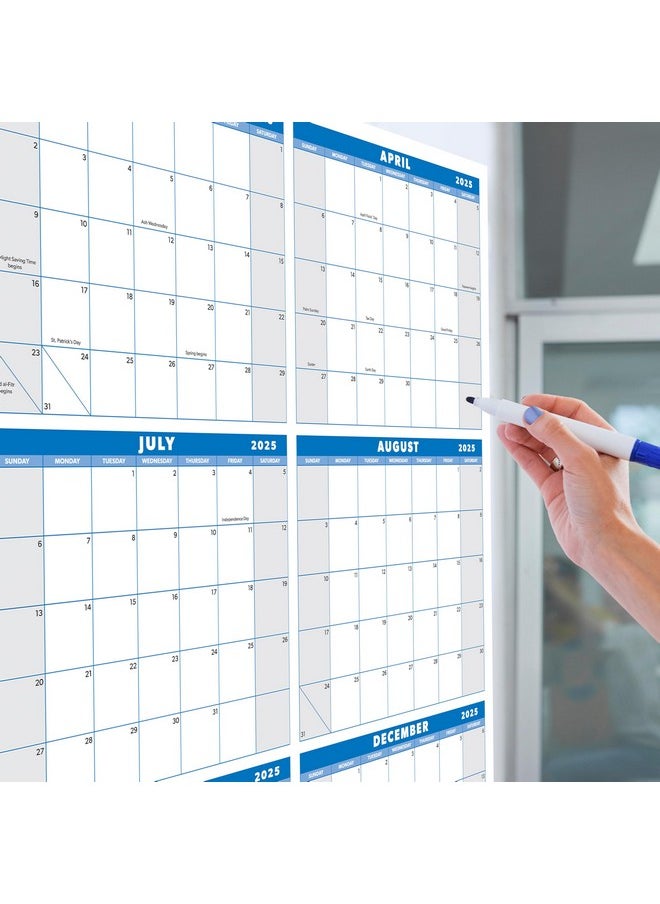 Palace Learning Extra Large 32" X 48" 2025 Dry Erase Wall Calendar With Markers - Wet & Dry Erasable 12 Month Annual Yearly Wall Planner (Blue, Laminated, 2025)  - Image 5