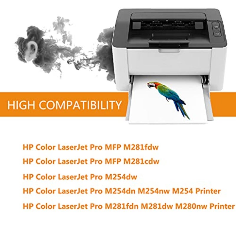 استبدال حبر الطابعة HP 202A/202X لـ M281fdw/M281cdw/M254dw/M281fdn/M281/M281dw أسود/سماوي/أصفر/أرجواني، 4 عبوات، خراطيش حبر متوافقة عالية الإنتاجية - Image 2