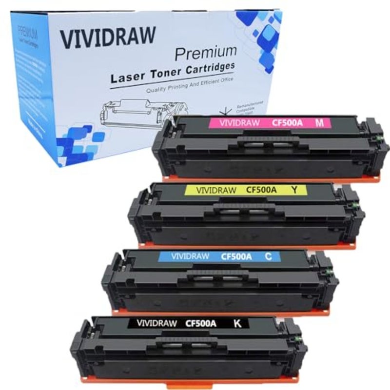 استبدال حبر الطابعة HP 202A/202X لـ M281fdw/M281cdw/M254dw/M281fdn/M281/M281dw أسود/سماوي/أصفر/أرجواني، 4 عبوات، خراطيش حبر متوافقة عالية الإنتاجية - Image 1