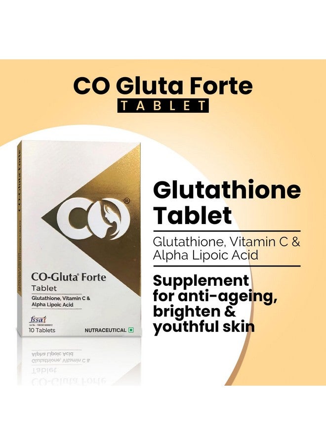 Co Luxury Glutathione Tablets 500mg | For Skin Brightening & Anti Ageing | With Vitamin C & Alpha Lipoic Acid | Pack of 2 | 20 Tablets - Image 2