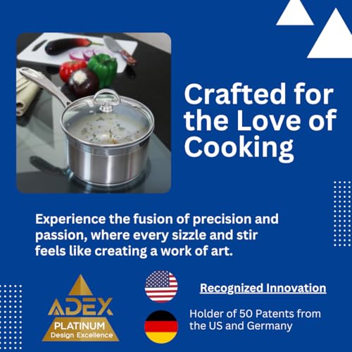 Chantal Induction 21 Steel 1 quart NonStick Saucepan with Tempered Glass Lid, Ceramic Non Stick, Brushed Stainless Steel - Image 2