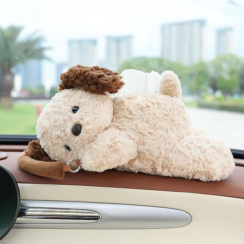 دب دمية محشوة ضحلة حامل مناديل مسند رأس السيارة موزع المقعد الخلفي للسيارة - Image 4