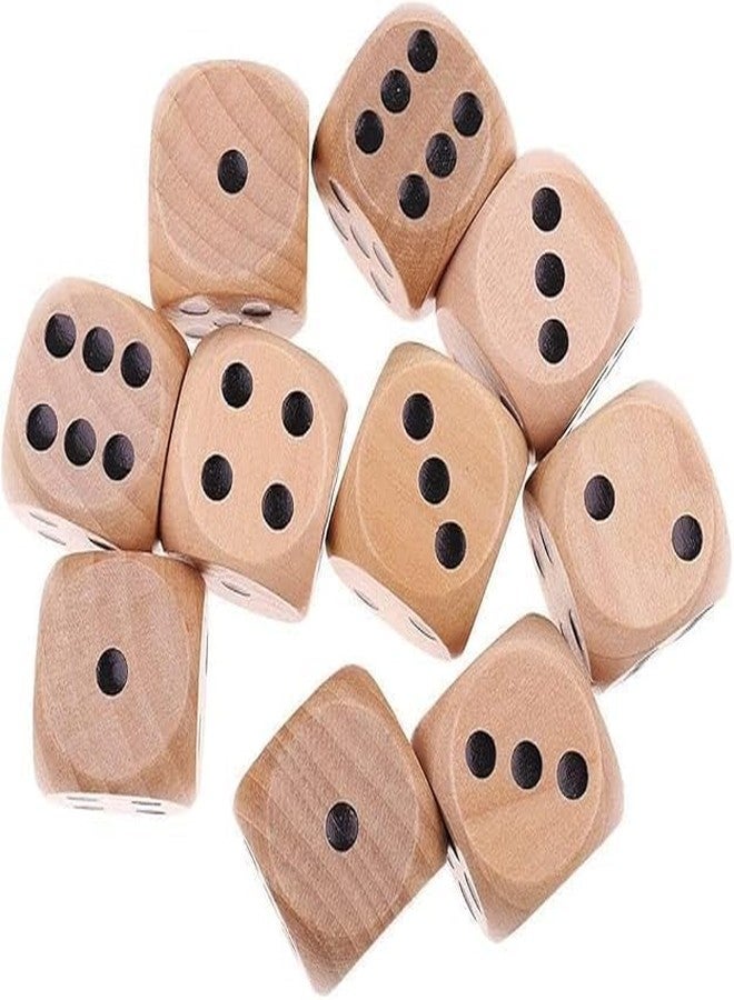 Mozff 10Pcs Wooden D6 Dice Set, 20mm Round Corner, 6 Sided Gaming Dice for Adults Standard Game Dice - Image 1