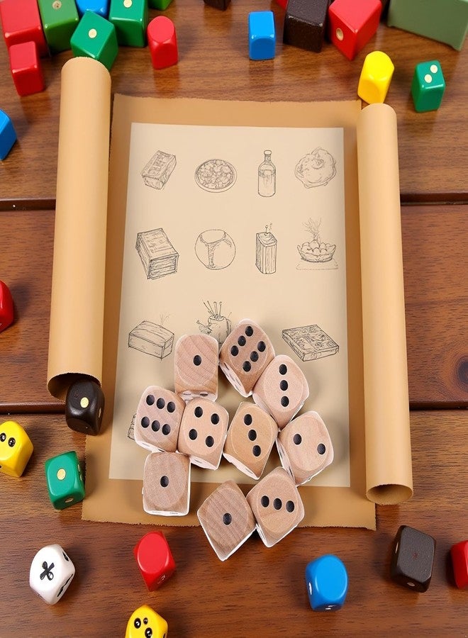 Mozff 10Pcs Wooden D6 Dice Set, 20mm Round Corner, 6 Sided Gaming Dice for Adults Standard Game Dice - Image 3