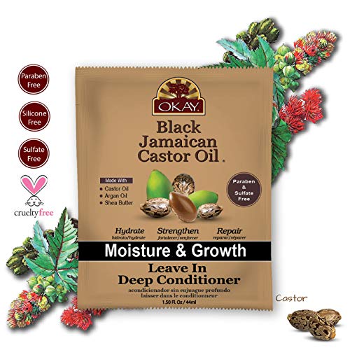 Okay Black Jamaican Castor Oil Leave In Conditioner - Hair Moisturizer for Women and Men, Natural Product, Curly Hair Grease for Smooth, Moisturized Look - 1.5 fl oz (1 Pack) - Image 2