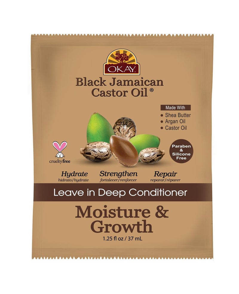 Okay Black Jamaican Castor Oil Leave In Conditioner - Hair Moisturizer for Women and Men, Natural Product, Curly Hair Grease for Smooth, Moisturized Look - 1.5 fl oz (1 Pack) - Image 1