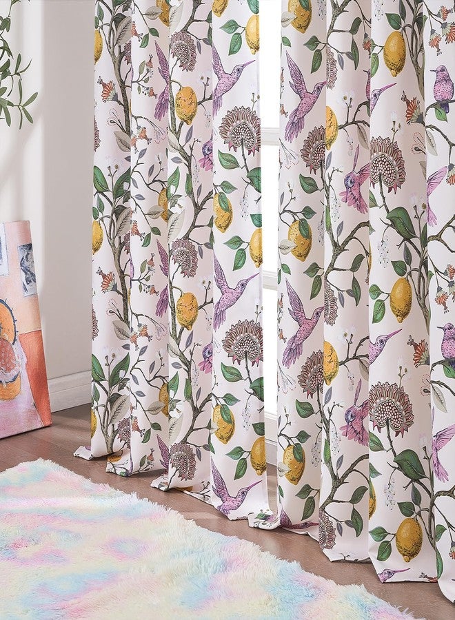 Topfinel Pink Curtains 84 Inch Length for Girls Bedroom 2 Panels Spring Floral French Country Coquette Flower Hummingbird Blush Pink Blackout Curtains Preppy Nursery Living Dining Room Valentines - Image 4