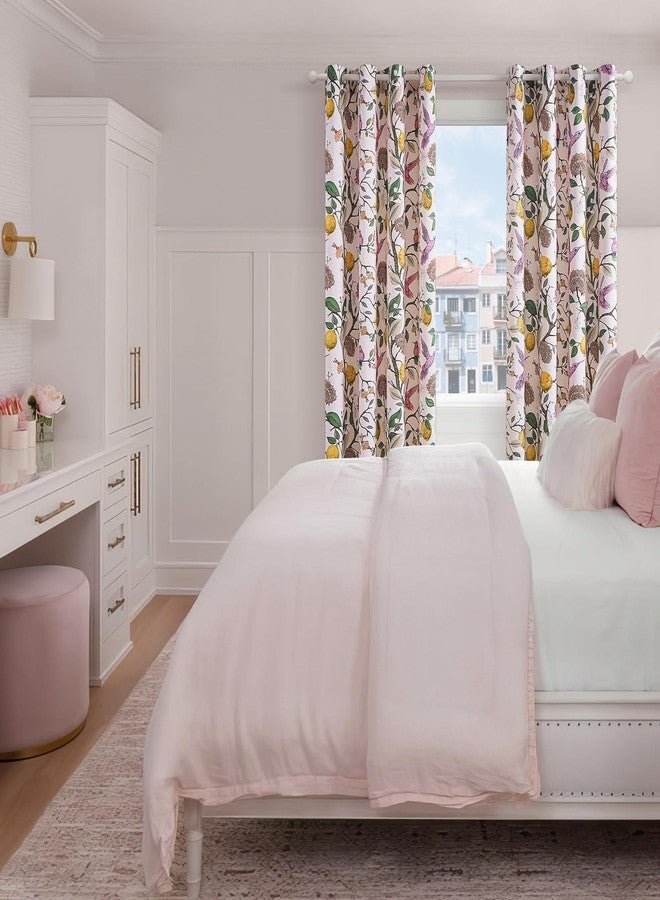 Topfinel Pink Curtains 84 Inch Length for Girls Bedroom 2 Panels Spring Floral French Country Coquette Flower Hummingbird Blush Pink Blackout Curtains Preppy Nursery Living Dining Room Valentines - Image 5