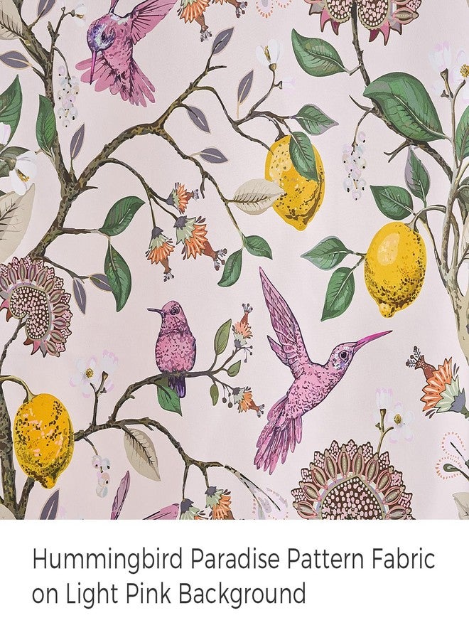 Topfinel Pink Curtains 84 Inch Length for Girls Bedroom 2 Panels Spring Floral French Country Coquette Flower Hummingbird Blush Pink Blackout Curtains Preppy Nursery Living Dining Room Valentines - Image 2