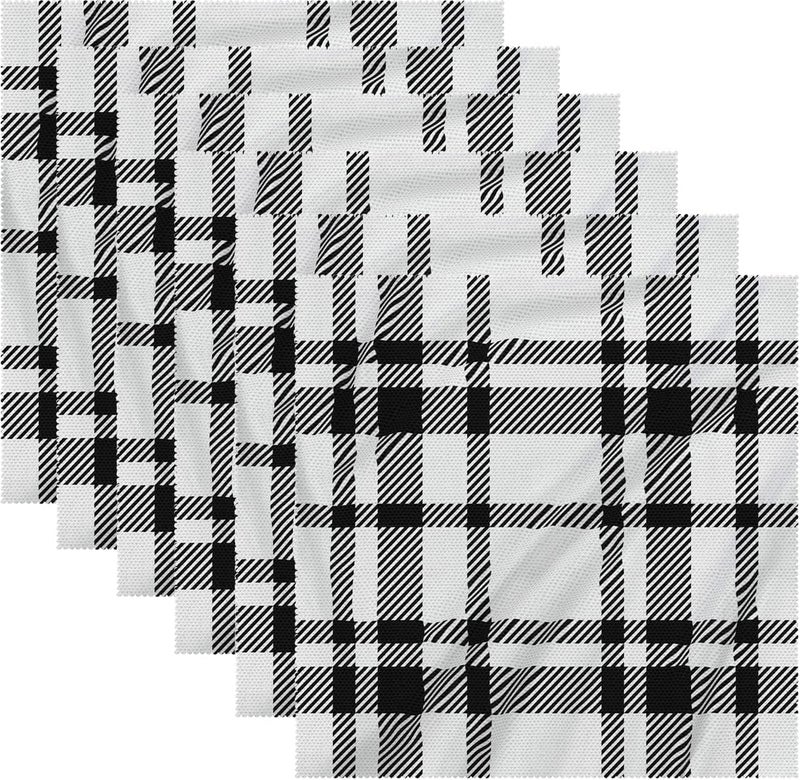 Fukeen Black White Buffalo Plaid Check Cloth Table Napkins Set of 6 20x20 Inch Fall Harvest Thanksgiving Day Waterproof Square Dinner Napkin for Christmas Kitchen Decorations - Image 1