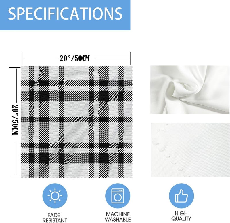 Fukeen Black White Buffalo Plaid Check Cloth Table Napkins Set of 6 20x20 Inch Fall Harvest Thanksgiving Day Waterproof Square Dinner Napkin for Christmas Kitchen Decorations - Image 5