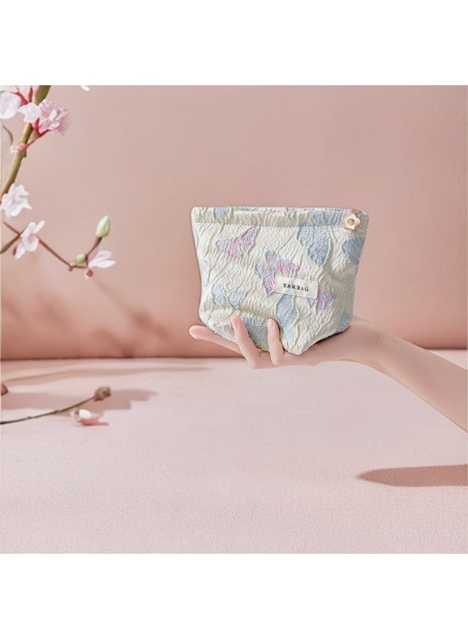 حقيبة مستحضرات تجميل مطبوعة بسحاب، تستخدم لتخزين مستحضرات التجميل ومنتجات العناية بالبشرة ولوازم الحمام وتخزين طلاء الأظافر وغيرها من مستلزمات التجميل، حقيبة سفر 17*14*3 سم - Image 1