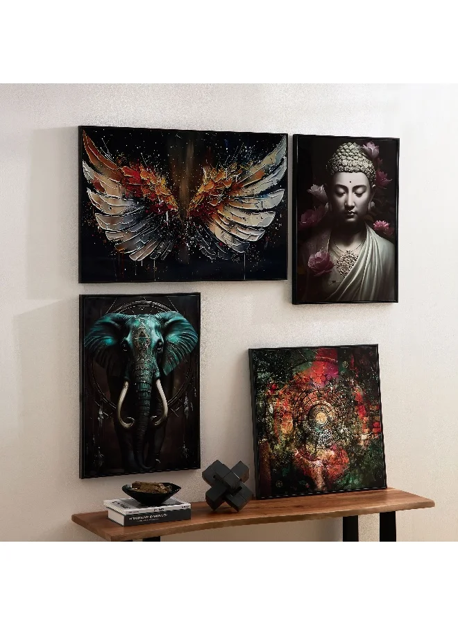 Home Box Fossel Mandala Framed Canvas with ABS High Gloss Surface - 60x60x3 cm