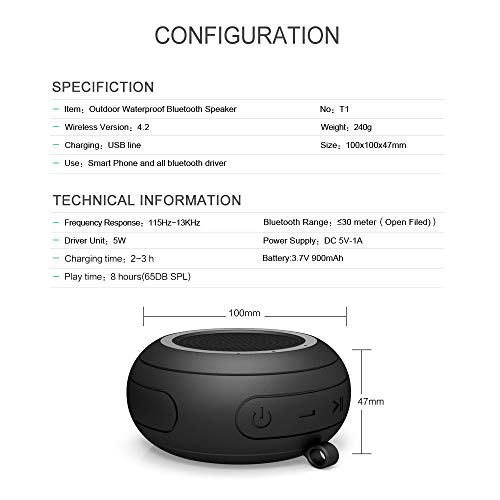 CYBORIS Small Portable Bluetooth Speaker, Portable Shower Speakers IPX7 Waterproof Wireless Floating Pool Mini Outdoor Speakers Handsfree with Built-in Mic for Hot Tub, Swimming, Beach, Boating - Image 3
