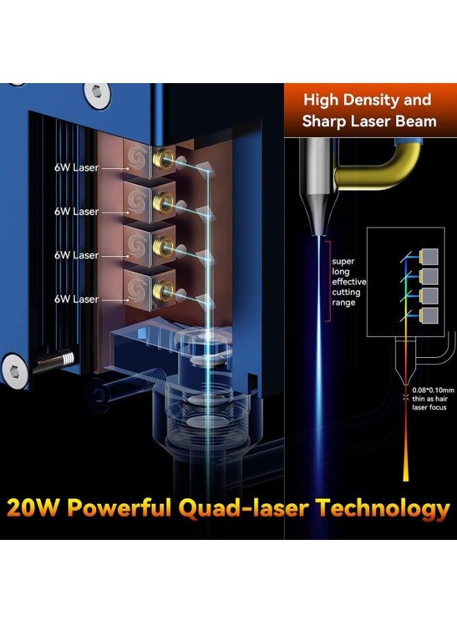 سكلبفون SCULPFUN S30 PRO MAX آلة حفر بالليزر، 20 واط طاقة بصرية مع مجموعة مساعدة تلقائية للهواء الكامل، آلة قاطع ليزر وحفار CNC لخشب الأكريليك، مع بكرة ومقرص هوني قابلة للعمل - Image 5