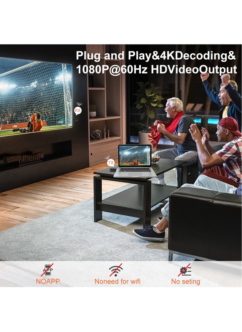 زيستيك جهاز إرسال واستقبال لاسلكي HDMI 165 قدم/50 متر، شاشة LED، فك تشفير 4K 1080P @ 60 هرتز، موسع HDMI لاسلكي 5G/2.4G للفيديو والصوت للشاشة من الكمبيوتر الشخصي/جهاز عرض/جهاز عرض/جهاز تلفزيون  - Image 4