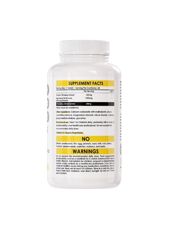SPORTER ⚡ Sporter Korean Ginseng 1200mg – 60 Tablets | Supports Vitality, Stamina & General Wellness | Vegan, Non-GMO - Image 2