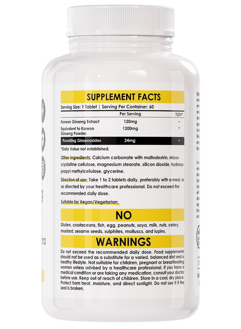 SPORTER ⚡ Sporter Korean Ginseng 1200mg – 60 Tablets | Supports Vitality, Stamina & General Wellness | Vegan, Non-GMO - Image 2