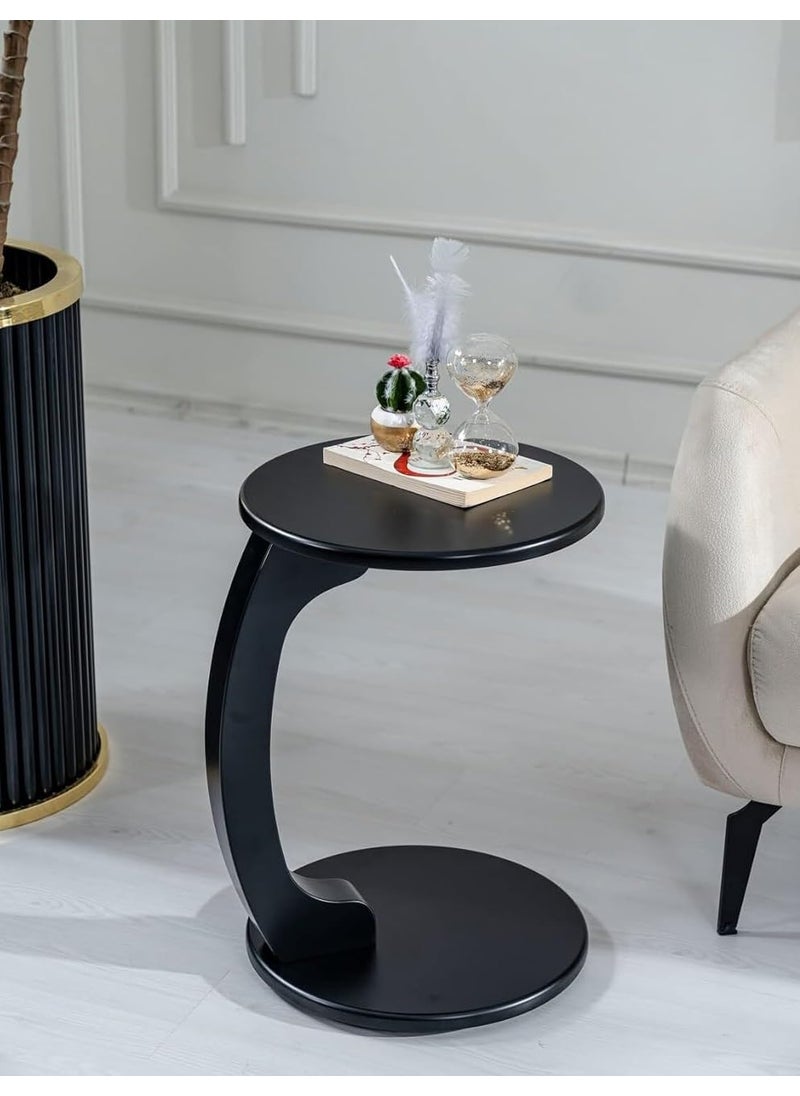 Device Bas with BROWN ART SHOPPEE Brown Art Shoppee Wooden C Shaped Coffee Table End TableRound C Table Snack Side Table End Table for Sofa and Bed Side Round Side Tables Living Room Bedroom Black 