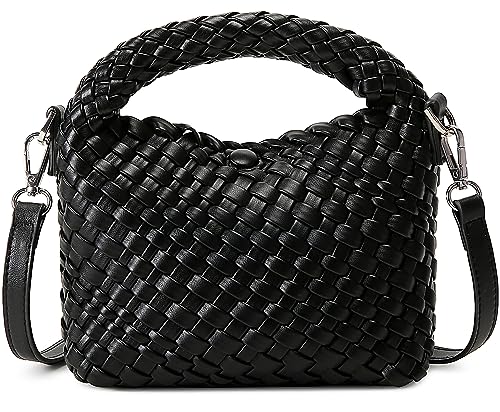 Queenoris Fashion Small Woven Bag for Women, Handmade MINI HOBO Tote Bag Crossbody Handbag Travel Summer Beach Bag - Image 1