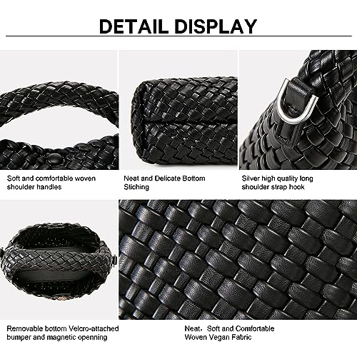 Queenoris Fashion Small Woven Bag for Women, Handmade MINI HOBO Tote Bag Crossbody Handbag Travel Summer Beach Bag - Image 5