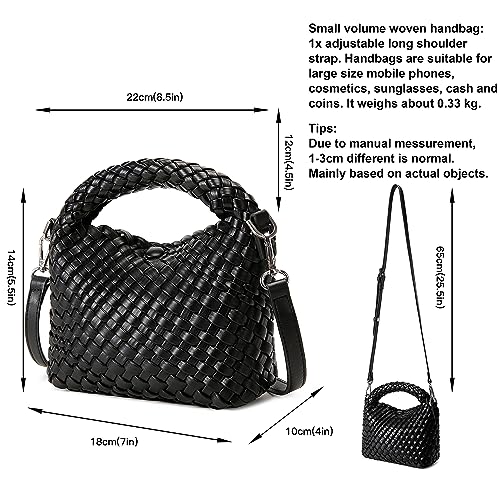 Queenoris Fashion Small Woven Bag for Women, Handmade MINI HOBO Tote Bag Crossbody Handbag Travel Summer Beach Bag - Image 3