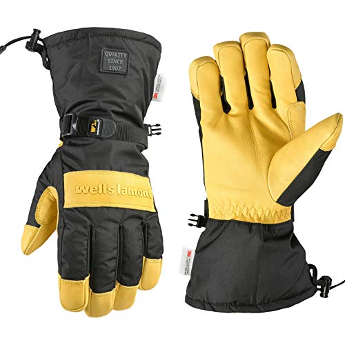 Wells Lamont Men's Insulated HydraHyde Waterproof Grain Leather Hybrid Winter Gloves, X-Large (867XL), Black - Image 1