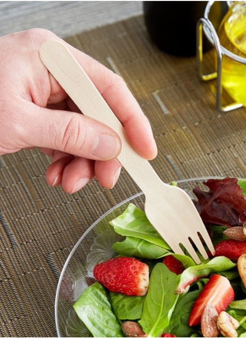 YASHTECH Individually Paper Wrapped 6 Inch Wooden Fork Perfect for Any Food Choices Set of 50 Pcs  - Image 2